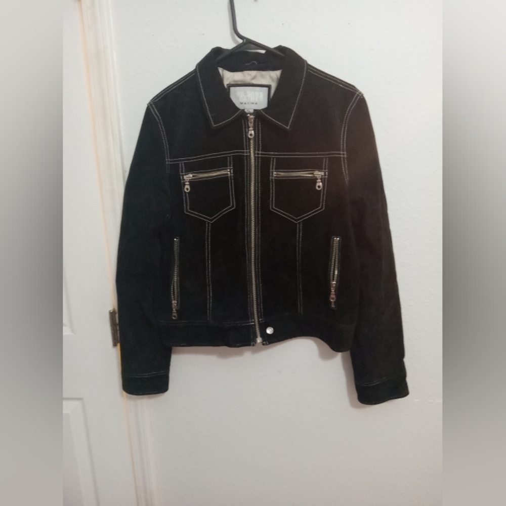 Wilson's Leather Maxima Black suede leather coat jacket women's xl